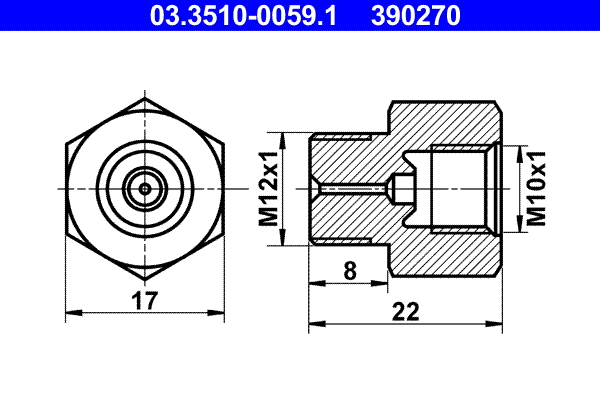 ATE 03.3510-0059.1 Adapter, Bremsleitung
