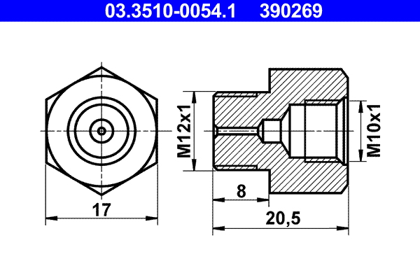 ATE 03.3510-0054.1 Adapter, Bremsleitung