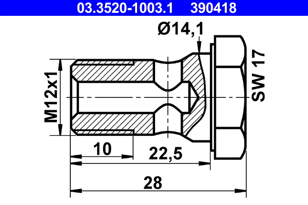 ATE 03.3520-1003.1 Hohlschraube