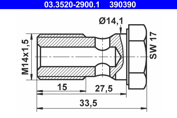 ATE 03.3520-2900.1 Hohlschraube