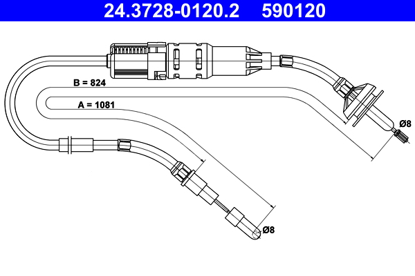 ATE 24.3728-0120.2 Seilzug, Kupplungsbetätigung