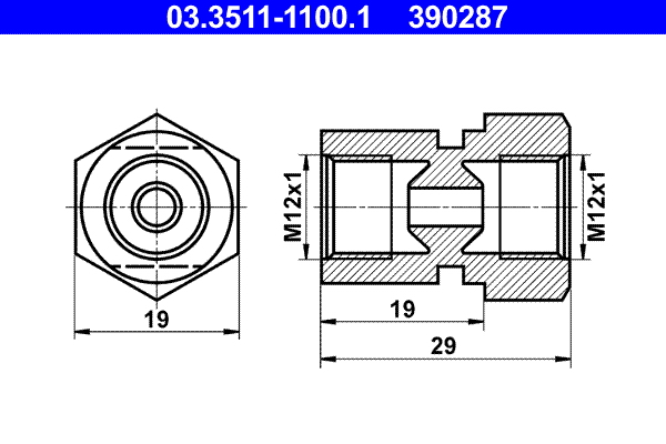 ATE 03.3511-1100.1 Adapter, Bremsleitung