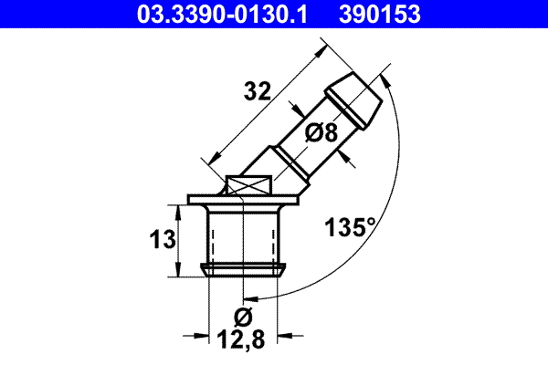 ATE 03.3390-0130.1 Anschlussstutzen, Schlauchleitung