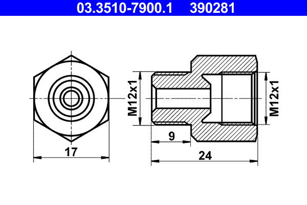 ATE 03.3510-7900.1 Adapter, Bremsleitung