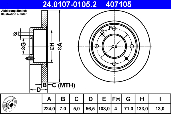 ATE 24.0107-0105.2 Bremsscheibe