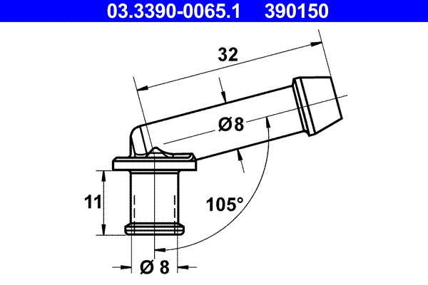 ATE 03.3390-0065.1 Anschlussstutzen, Schlauchleitung