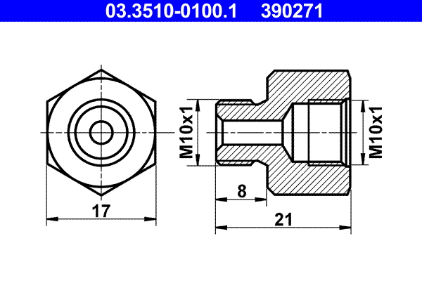 ATE 03.3510-0100.1 Adapter, Bremsleitung
