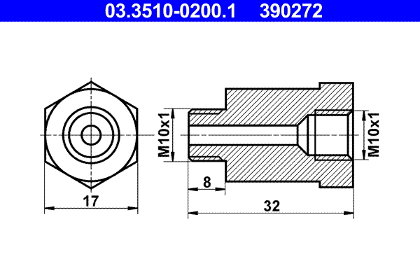 ATE 03.3510-0200.1 Adapter, Bremsleitung